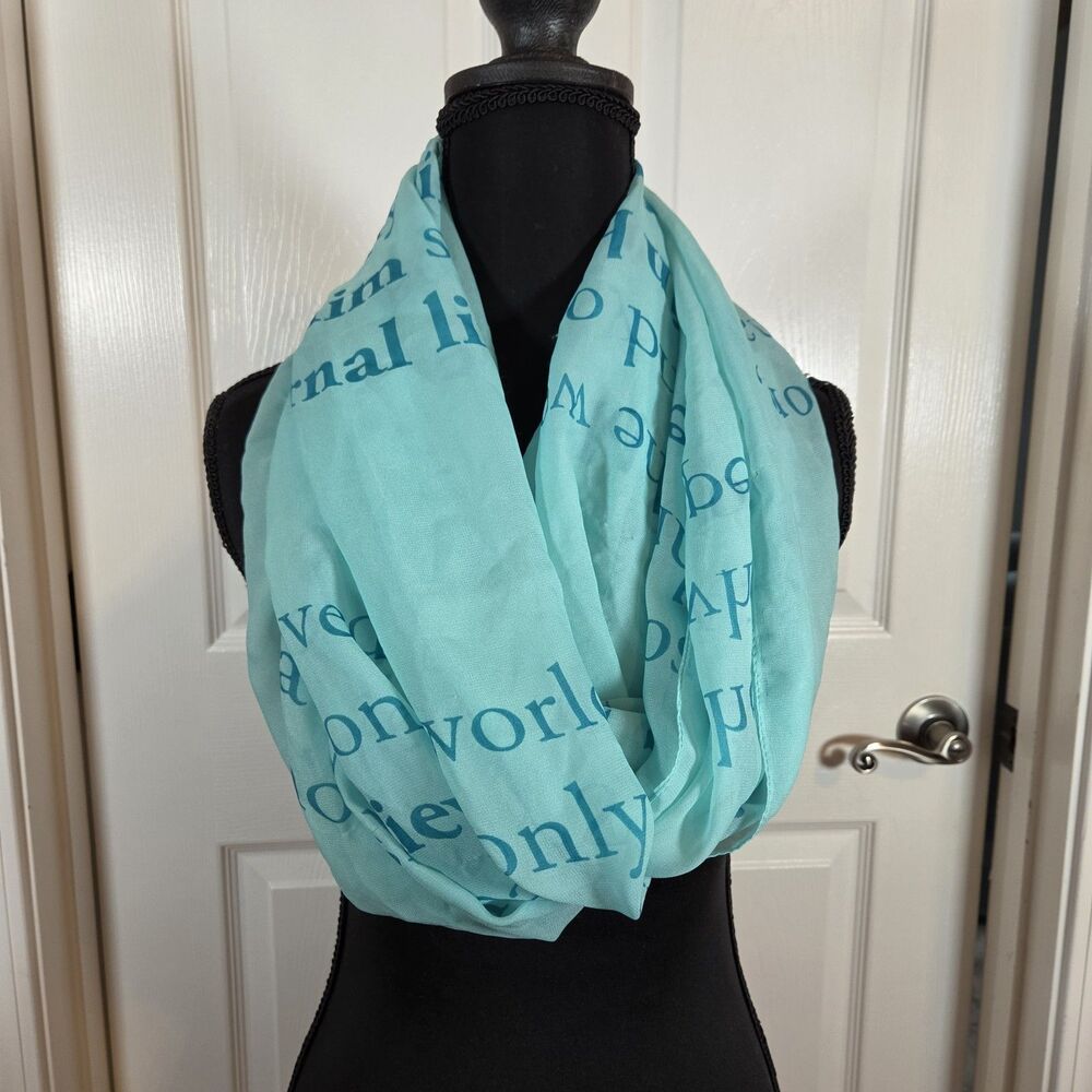 Green John 3:16 Bible Verse Infinity Scarf Christian Clothing "For God So Loved"